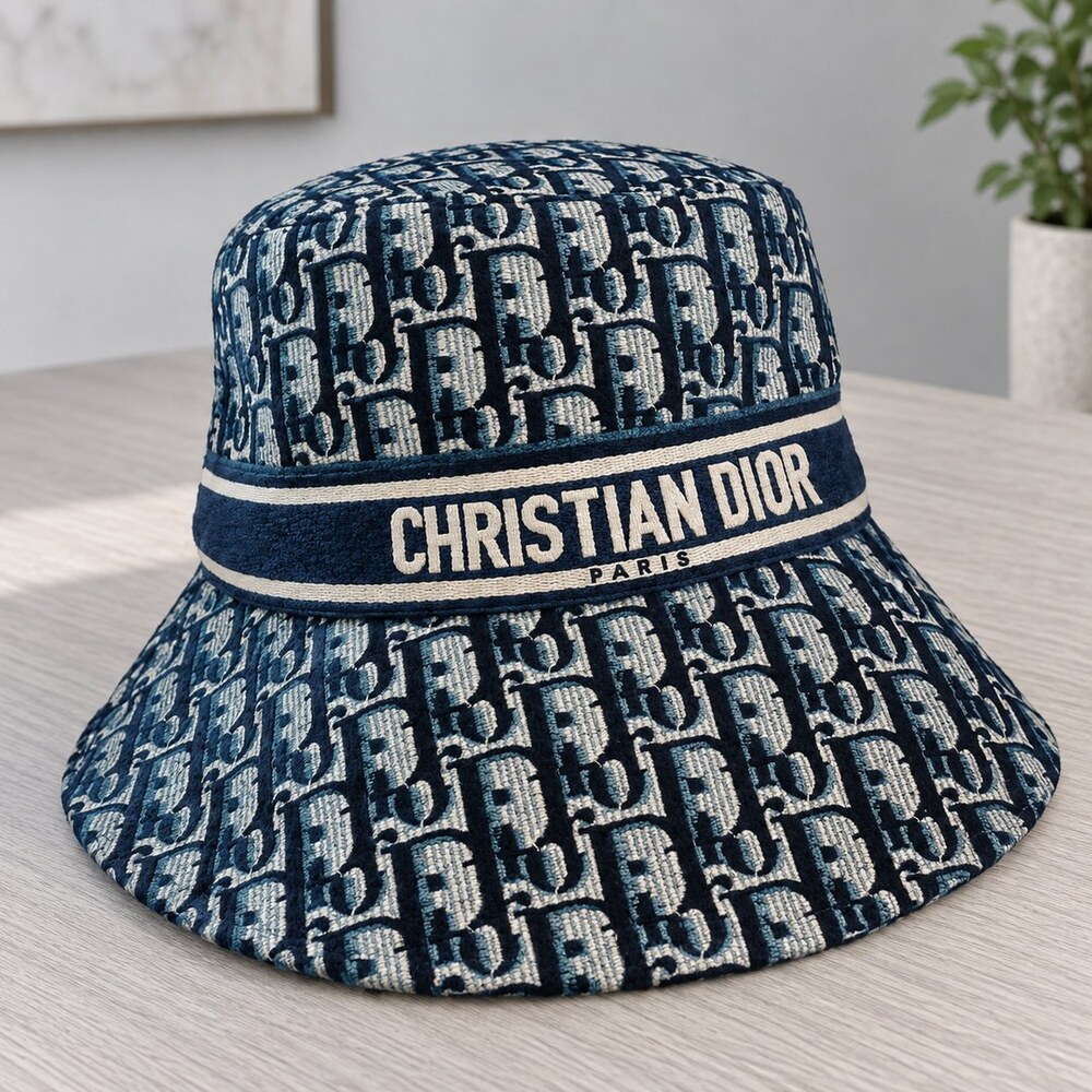 Dior Teal Jacquard Bucket Hat - Picture 4 of 6